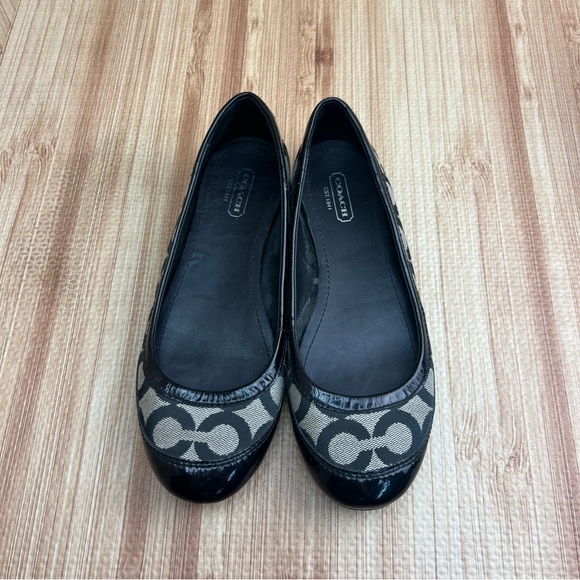 COACH Ballet Flats Black gray True Logo Slip On Shoes Womens 6B - Picture 3 of 8